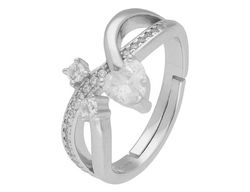 Anillo Plata Liska LAD7243AN Bandas Cruzadas Corazón Circonitas