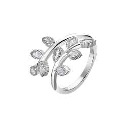 Anillo Plata Lotus LP1783-3/112 Abierto Hojas Circonitas