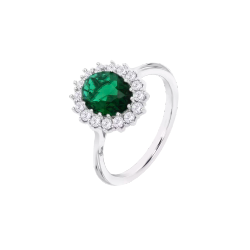 Anillo Plata Lotus LP3459-3/312 Circonitas Verde Bicolor Blancas