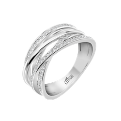 Anillo Plata Lotus LP3682-3/112 Bandas Cruzadas Circonitas