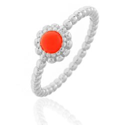 Anillo Plata Mujer AN00013RH16 Bola Piedra Mineral Coral