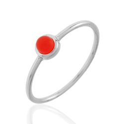 Anillo Plata Mujer AN00030RH10 Bola Piedra Mineral Coral