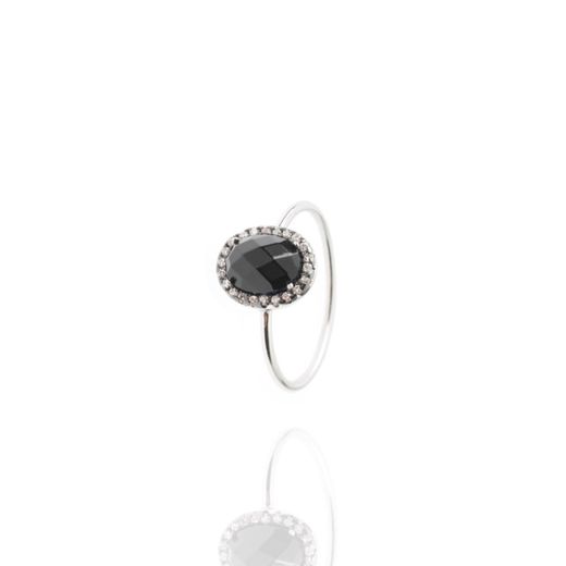 Anillo Plata Mujer ANM0014RH14OX Piedra Mineral Onix Negro