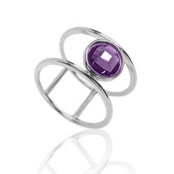 Anillo Plata Mujer ANM0018RH12AM Piedra Mineral Amatista
