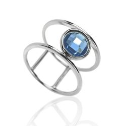 Anillo Plata Mujer ANM0018RH14GB Piedra Mineral Glass Blue