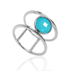 Anillo Plata Mujer ANM0018RH16TU Piedra Mineral Turquesa