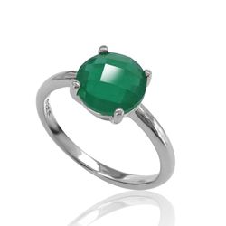 Anillo Plata Mujer ANM0019RH12OV Piedra Mineral Onix Verde