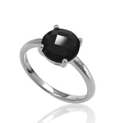 Anillo Plata Mujer ANM0019RH12OX Piedra Mineral Onix Negro