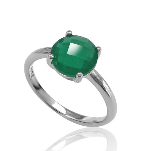 Anillo Plata Mujer ANM0019RH14OV Piedra Mineral Onix Verde