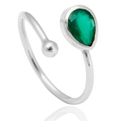 Anillo Plata Mujer ANM0035RH12OV Lagrima Piedra Mineral Onix Verde