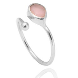 Anillo Plata Mujer ANM0035RH14CR Lagrima Piedra Mineral Cuarzo Rosa