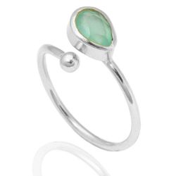 Anillo Plata Mujer ANM0035RH16CA Lagrima Piedra Mineral Calcedonia