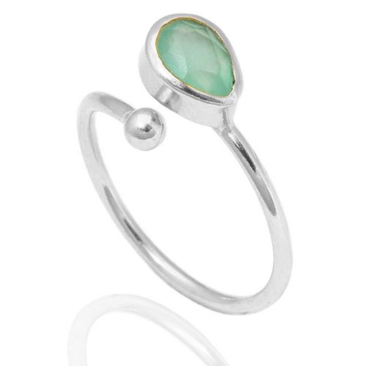 Anillo Plata Mujer ANM0035RH16CA Lagrima Piedra Mineral Calcedonia