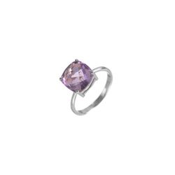 Anillo Plata Mujer ANM0040RH12AM Piedra Mineral Amatista Cuadrada