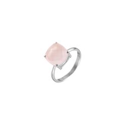 Anillo Plata Mujer ANM0040RH12CR Piedra Mineral Cuarzo Rosa Cuadrada