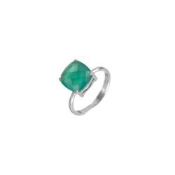 Anillo Plata Mujer ANM0040RH16OV Piedra Mineral Onix Verde Cuadrada