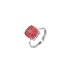 Anillo Plata Mujer ANM0040RH16RU Piedra Mineral Rubí Cuadrada