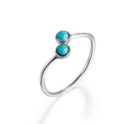 Anillo Plata Mujer ANM0048RH14TU Piedras Minerales Turquesa Redondas