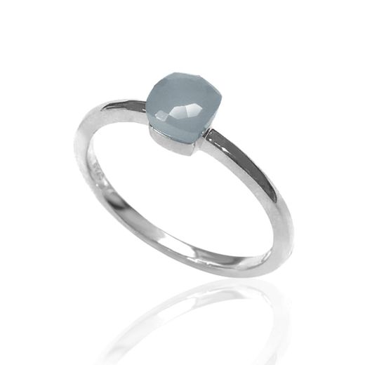Anillo Plata Mujer ANM0052RH14CB Piedra Mineral Calcedonia Azul Cuadrada