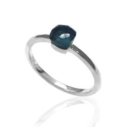 Anillo Plata Mujer ANM0052RH14GB Piedra Mineral Glass Blue Cuadrada