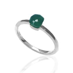 Anillo Plata Mujer ANM0052RH14OV Piedra Mineral Onix Verde Cuadrada
