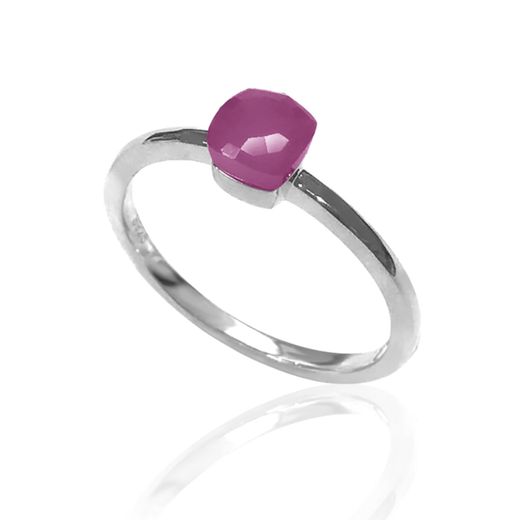 Anillo Plata Mujer ANM0052RH14RU Piedra Mineral Rubí Cuadrada