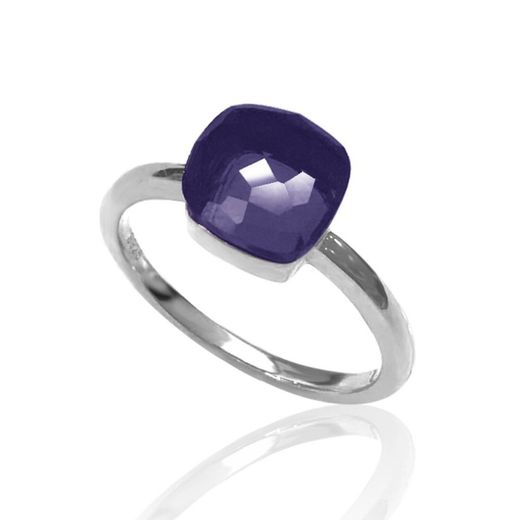 Anillo Plata Mujer ANM0053RH12AM Piedra Mineral Amatista Cuadrada