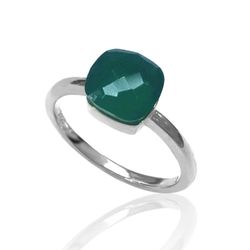 Anillo Plata Mujer ANM0053RH16OV Piedra Mineral Onix Verde Cuadrada