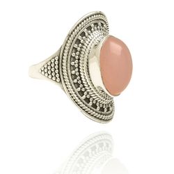 Anillo Plata Mujer ANM0056RH12CR Piedra Mineral Cuarzo Rosa Ovalada