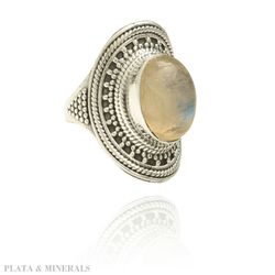 Anillo Plata Mujer ANM0056RH12PL Piedra Mineral Piedra Luna Ovalada