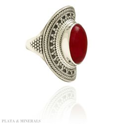 Anillo Plata Mujer ANM0056RH16RU Piedra Mineral Rubí Ovalada