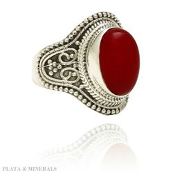Anillo Plata Mujer ANM0057RH14RU Piedra Mineral Rubí Ovalada