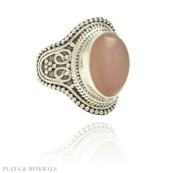 Anillo Plata Mujer ANM0057RH18CR Piedra Mineral Cuarzo Rosa Ovalada