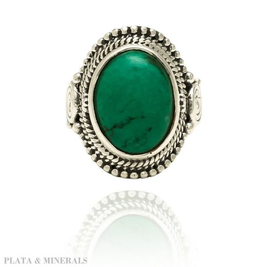 Anillo Plata Mujer ANM0058RH12TU Piedra Mineral Turquesa