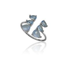 Anillo Plata Mujer ANM0061RH12CB Piedra Mineral Calcedonia Azul
