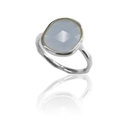 Anillo Plata Mujer ANM0067RH12CB Piedra Mineral Calcedonia Azul