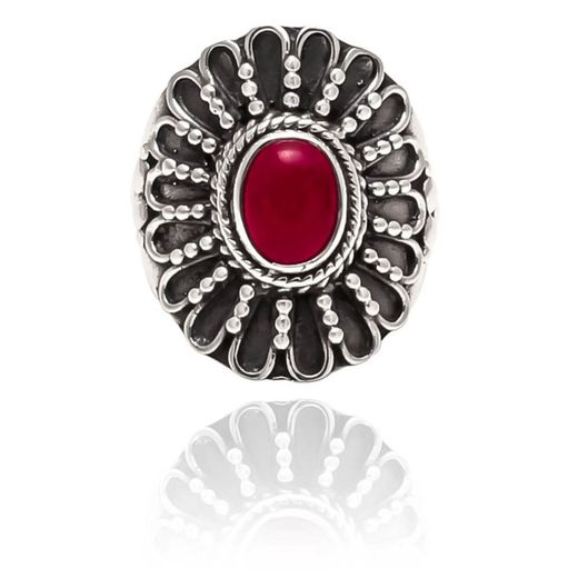 Anillo Plata Mujer ANM0074RH12RU Piedra Mineral Rubí