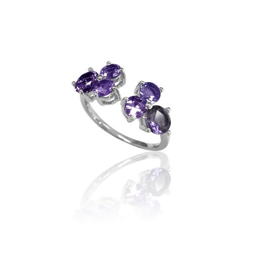 Anillo Plata Mujer ANM0076RH14AM Abierto C. Piedras Minerales Amatista