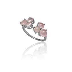 Anillo Plata Mujer ANM0076RH14CR Abierto C. Piedras Minerales Cuarzo Rosa