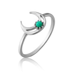 Anillo Plata Mujer ANM0077RH10TU Media Luna C. Piedra Mineral Turquesa