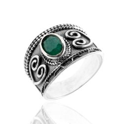 Anillo Plata Mujer ANM0078PL14OV Piedra Mineral Onix Verde
