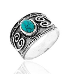 Anillo Plata Mujer ANM0078PL14TU Piedra Mineral Turquesa