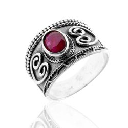 Anillo Plata Mujer ANM0078PL16RU Piedra Mineral Rubí