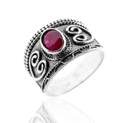 Anillo Plata Mujer ANM0078PL16RU Piedra Mineral Rubí
