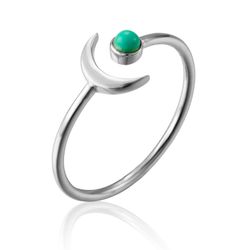 Anillo Plata Mujer ANM0079RH14TU Luna C. Piedra Mineral Turquesa