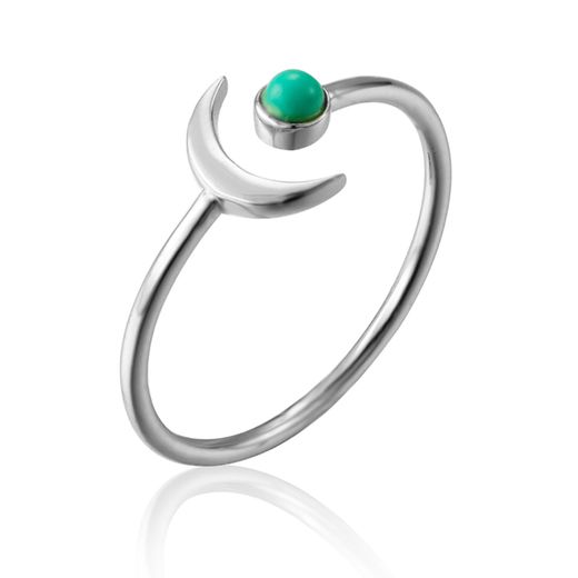 Anillo Plata Mujer ANM0079RH14TU Luna C. Piedra Mineral Turquesa