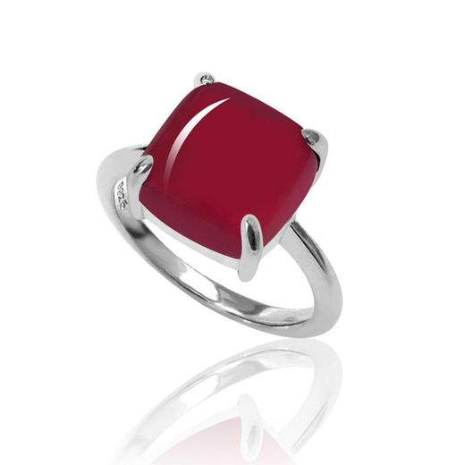 Anillo Plata Mujer ANM0080RH12RU Piedra Mineral Rubí