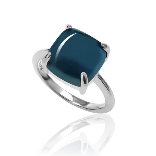 Anillo Plata Mujer ANM0080RH16GB Piedra Mineral Glass Blue