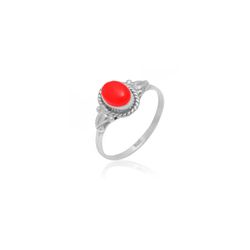 Anillo Plata Mujer ANM0086PL10CL Piedra Mineral Coral Ovalada