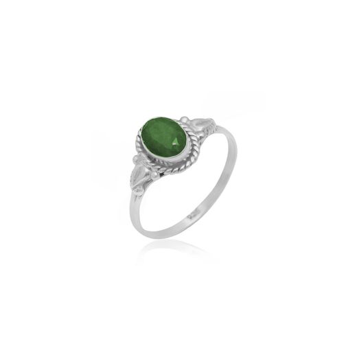 Anillo Plata Mujer ANM0086PL12ES Piedra Mineral Esmeralda Ovalada